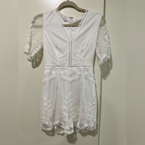 White Embroidered Floral Romper